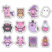 Kawaii Pink & Lila Halloween-Stickerpack Aufkleber (Vorderseite)