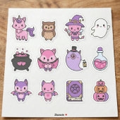 Kawaii Pink & Lila Halloween-Stickerpack Aufkleber