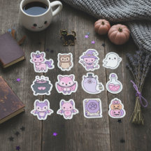 Kawaii Pink & Lila Halloween-Stickerpack