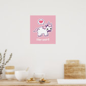 Kawaii Pink Mustache Unicorn Poster (Küche)