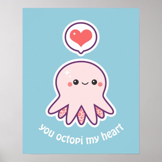 Kawaii Pink Octopus Poster (Vorne)