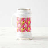 Kawaii pink pattern with strawberry ice cream bierglas (Vorderseite Links)