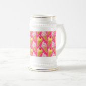 Kawaii pink pattern with strawberry ice cream bierglas (VorderseiteRechts)