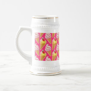 Kawaii pink pattern with strawberry ice cream bierglas
