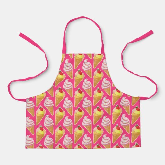 Kawaii pink pattern with strawberry ice cream schürze (Vorderseite)