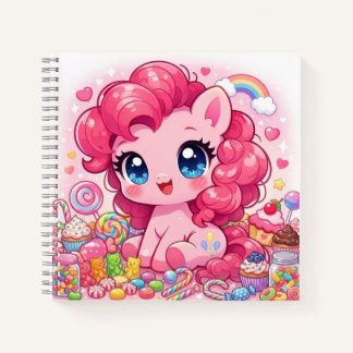 Kawaii Pink Pony Chibi Art Notizblock