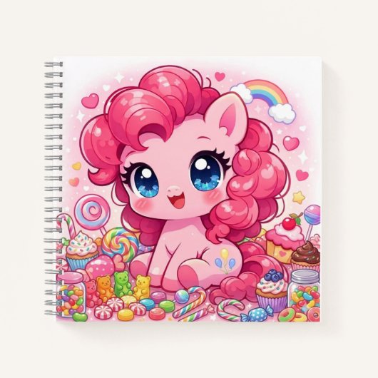 Kawaii Pink Pony Chibi Art Notizblock (Vorderseite)