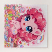 Kawaii Pink Pony Chibi Art Puzzle (Horizontal)