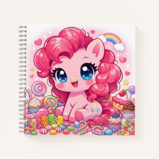 Kawaii Pink Pony Chibi Art – Sweet Candy & Cupcake Notizblock