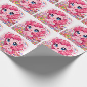 Kawaii Pink Pony Chibi Art Wrapping Paper Geschenkpapier (Ecke)