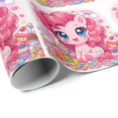 Kawaii Pink Pony Chibi Art Wrapping Paper Geschenkpapier (Rolleneckpunkt)