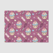 Kawaii Pink Purple Cupcake Pink Checkered Seidenpapier (Vorderseite)
