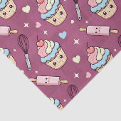 Kawaii Pink Purple Cupcake Pink Checkered Seidenpapier (Ausschnitt)