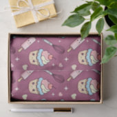 Kawaii Pink Purple Cupcake Pink Checkered Seidenpapier (Geschenk)