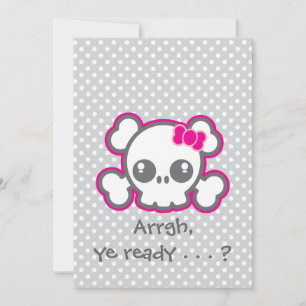 Kawaii Pink Ribbo Skull Halloween-Party Einladung