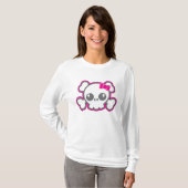 Kawaii Pink Ribbon Skull Bekleidung T-Shirt (Vorne ganz)
