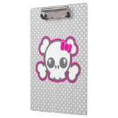 Kawaii Pink Ribbon Skull Clip Board Klemmbrett (Links)