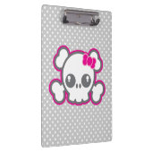 Kawaii Pink Ribbon Skull Clip Board Klemmbrett (Rechts)