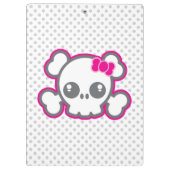 Kawaii Pink Ribbon Skull Clip Board Klemmbrett (Rückseite)