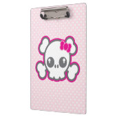 Kawaii Pink Ribbon Skull Clip Board Klemmbrett (Links)