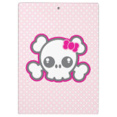 Kawaii Pink Ribbon Skull Clip Board Klemmbrett (Rückseite)