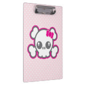 Kawaii Pink Ribbon Skull Clip Board Klemmbrett (Rechts)