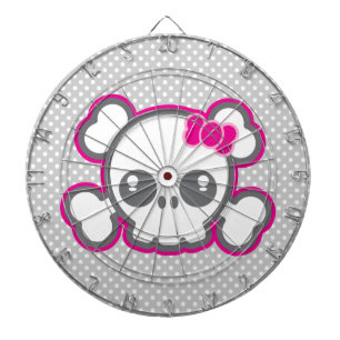 Kawaii Pink Ribbon Skull Dart Board Dartscheibe