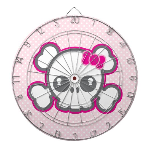 Kawaii Pink Ribbon Skull Dart Board Dartscheibe (vorne)
