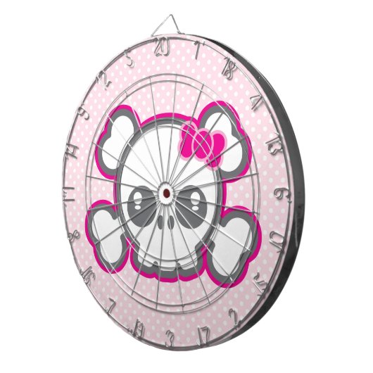 Kawaii Pink Ribbon Skull Dart Board Dartscheibe (Vorderseite rechts)