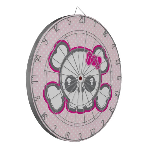 Kawaii Pink Ribbon Skull Dart Board Dartscheibe (Vorderseite Links)