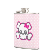 Kawaii Pink Ribbon Skull Flask Flachmann (Links)