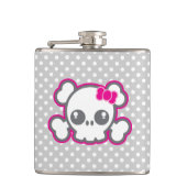 Kawaii Pink Ribbon Skull Flask Flachmann (Vorderseite)