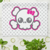 Kawaii Pink Ribbon Skull Küchentücher (Gefaltet)
