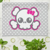 Kawaii Pink Ribbon Skull Küchentücher (Gefaltet)