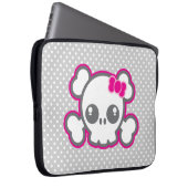Kawaii Pink Ribbon Skull Laptop Sleeve (Vorne Rechts)