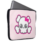 Kawaii Pink Ribbon Skull Laptop Sleeve (Vorne Rechts)