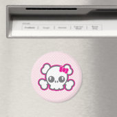 Kawaii Pink Ribbon Skull Magnet (In Situ (Geschirrspüler))