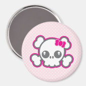 Kawaii Pink Ribbon Skull Magnet (Vorderseite/Rückseite)