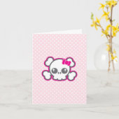 Kawaii Pink Ribbon Skull Note Card Karte (Gelbe Blume)