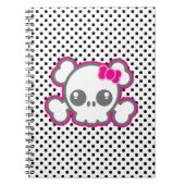 Kawaii Pink Ribbon Skull-Notebook Notizblock (Vorderseite)