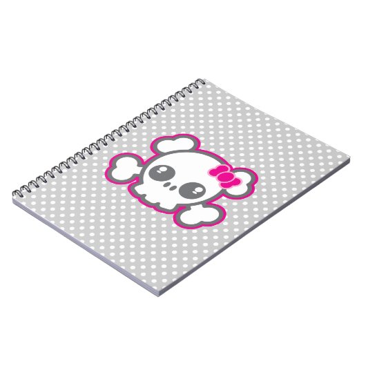 Kawaii Pink Ribbon Skull-Notebook Notizblock (Linke Seite)