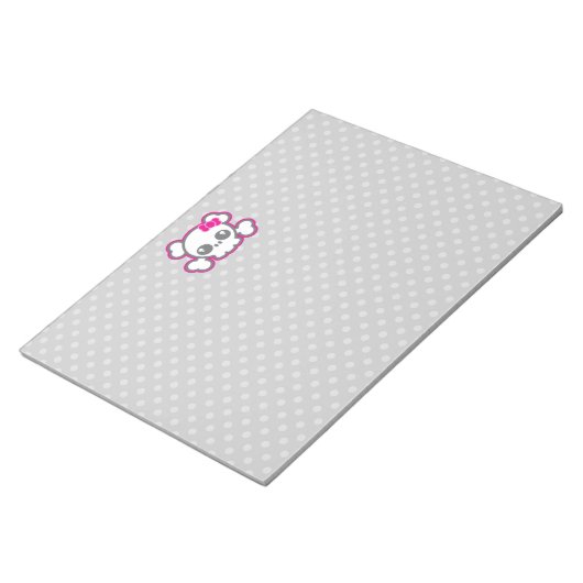Kawaii Pink Ribbon Skull Notepad Notizblock (angewinkelt)