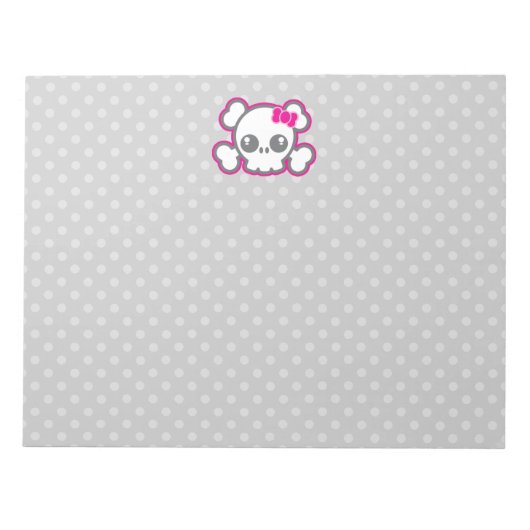 Kawaii Pink Ribbon Skull Notepad Notizblock (Vorderseite)