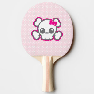 Kawaii Pink Ribbon Skull Ping Pong Paddle Tischtennis Schläger