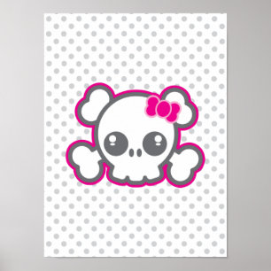 Kawaii Pink Ribbon Skull Poster drucken
