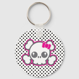 Kawaii Pink Ribbon Skull Schlüsselanhänger