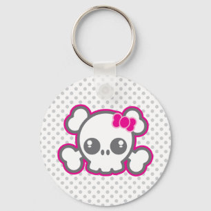 Kawaii Pink Ribbon Skull Schlüsselanhänger