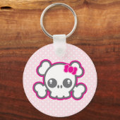 Kawaii Pink Ribbon Skull Schlüsselanhänger (Vorderseite)