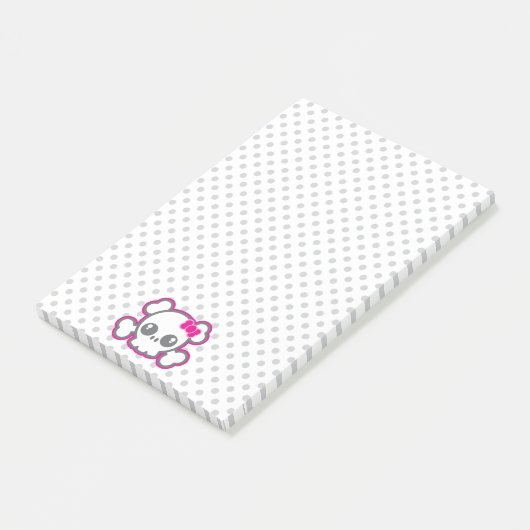 Kawaii Pink Ribbon Skull Sticky Note Cards Post-it Klebezettel (angewinkelt)