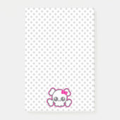 Kawaii Pink Ribbon Skull Sticky Note Cards Post-it Klebezettel (Vorderseite)